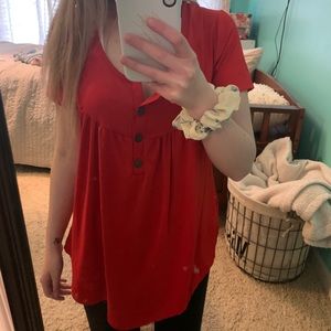Short sleeved red blouse